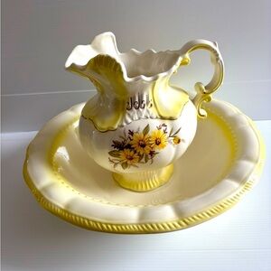 Vintage Studio Gisele Pottery Pitcher and Wash Basin Bowl